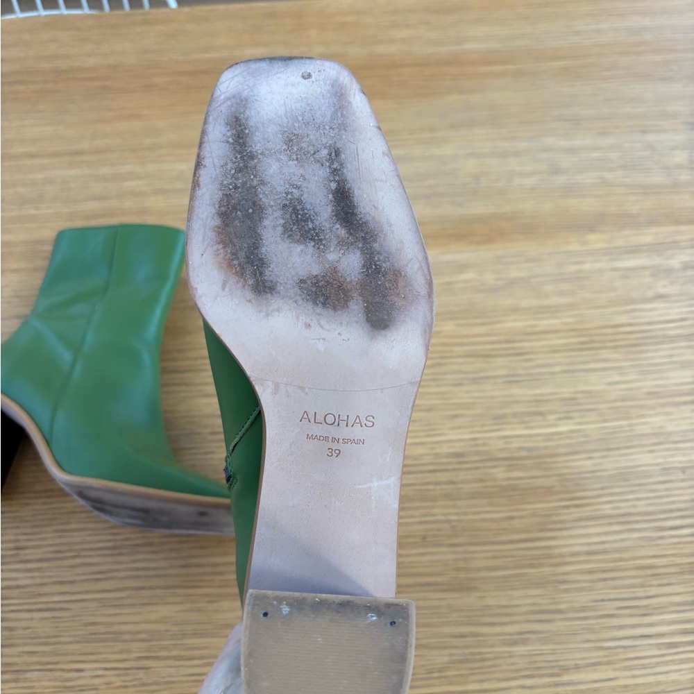 Alohas Green Leather Boots 39 - Picture 7 of 8